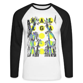 Malaga Espagne Ville Skyline Accueil Amour Vacances - T-shirt baseball manches longues Homme - blanc/noir - Devant - Nik (191cm)