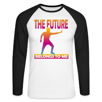 The Future Belongs To Me - Unisex Long Sleeve Baseball T-Shirt - white/black - Front - Nik (191cm)