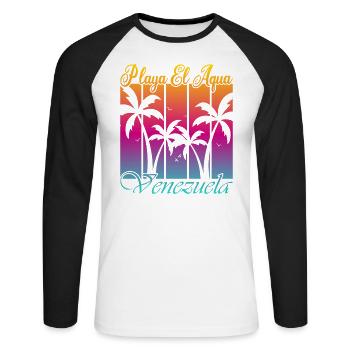 Playa El Aqua Venezuela - T-shirt baseball manches longues Homme - blanc/noir - Devant - Nik (191cm)
