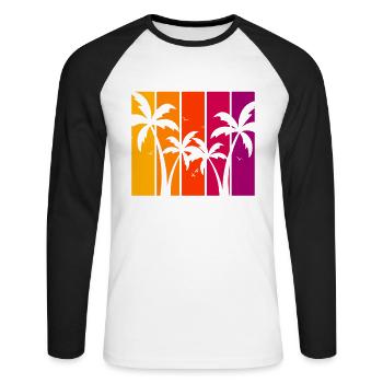 Sao Beach Vietnam - T-shirt baseball manches longues Homme - blanc/noir - Devant - Nik (191cm)