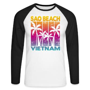 Sao Beach Vietnam - Unisex Baseballshirt langarm - Weiß/Schwarz - Vorne - Nik (191cm)