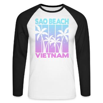 Sao Beach Vietnam - Unisex Baseballshirt langarm - Weiß/Schwarz - Vorne - Nik (191cm)