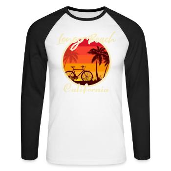Long Beach California Bike - Unisex Long Sleeve Baseball T-Shirt - white/black - Front - Nik (191cm)