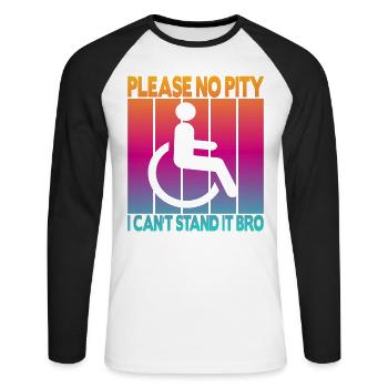 Vintage Wheelchair User Wheelchair - Unisex Long Sleeve Baseball T-Shirt - white/black - Front - Nik (191cm)