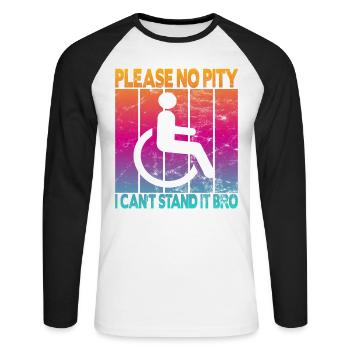 Vintage Wheelchair User Wheelchair - Unisex Long Sleeve Baseball T-Shirt - white/black - Front - Nik (191cm)
