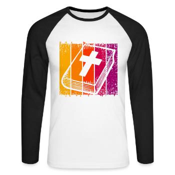 The Bible Is My Therapy - Unisex Long Sleeve Baseball T-Shirt - white/black - Front - Nik (191cm)
