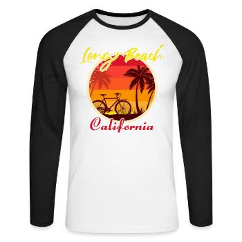 Long Beach California Bike - Unisex Long Sleeve Baseball T-Shirt - white/black - Front - Nik (191cm)