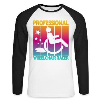 Professional Wheelchair Racer - Unisex Long Sleeve Baseball T-Shirt - white/black - Front - Nik (191cm)