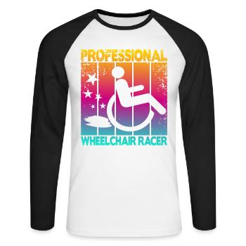 Professional Wheelchair Racer - Unisex Long Sleeve Baseball T-Shirt - white/black - Front - Nik (191cm)