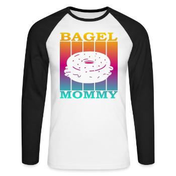 Bagel Mommy - Unisex Long Sleeve Baseball T-Shirt - white/black - Front - Nik (191cm)
