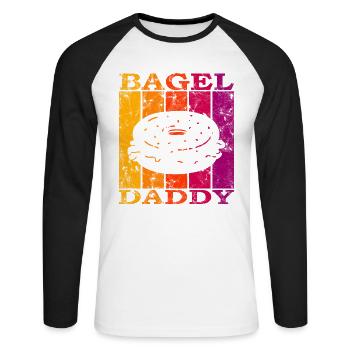 Bagel Papa - T-shirt baseball manches longues Homme - blanc/noir - Devant - Nik (191cm)