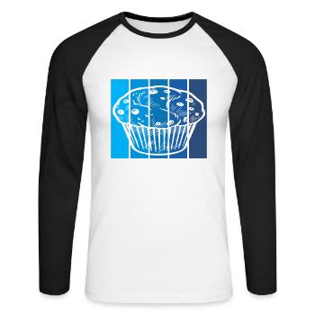 Blueberry Muffin Expert - Unisex Baseballshirt langarm - Weiß/Schwarz - Vorne - Nik (191cm)