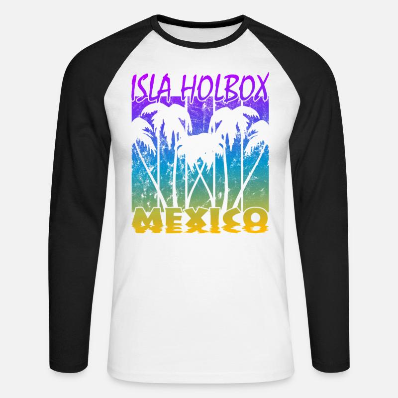 Isla Holbox Mexico - Unisex Baseballshirt langarm - Weiß/Schwarz