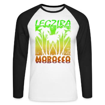 Legzira Morocco - Unisex Baseballshirt langarm - Weiß/Schwarz - Vorne - Nik (191cm)