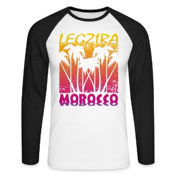 Legzira Morocco - Unisex Baseballshirt langarm - Weiß/Schwarz - Vorne - Nik (191cm)