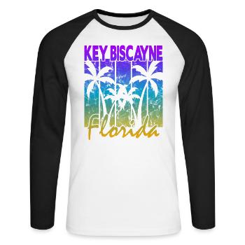 Key Biscayne Floride - T-shirt baseball manches longues Homme - blanc/noir - Devant - Nik (191cm)
