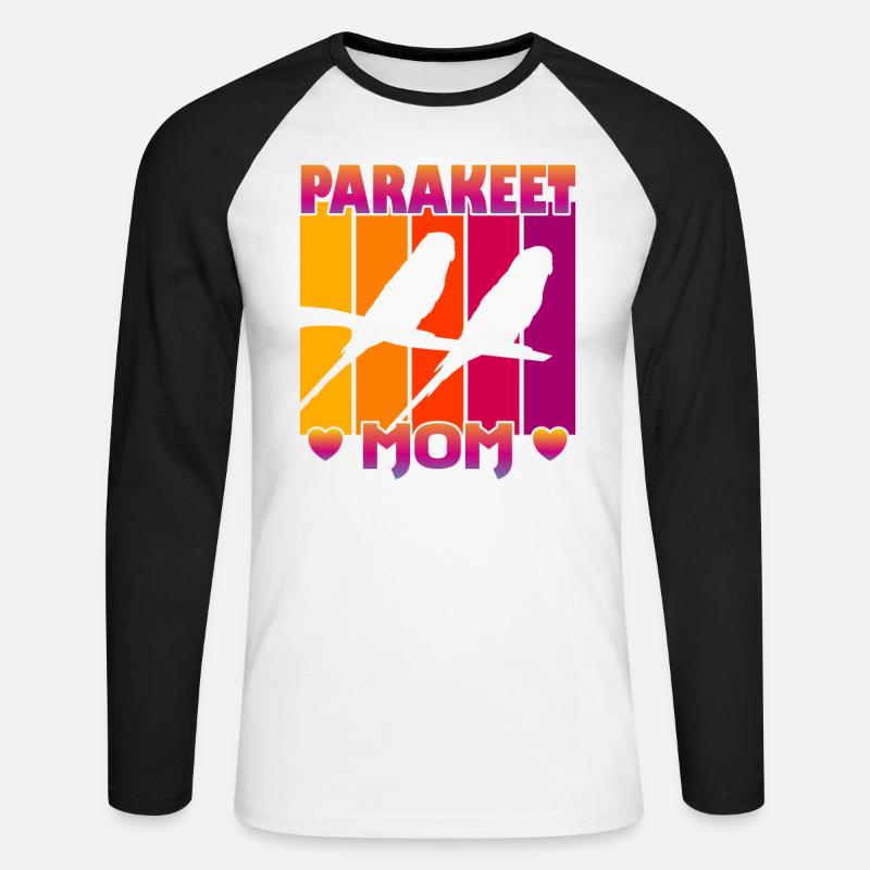 Parakeet Mom - Unisex Baseballshirt langarm - Weiß/Schwarz