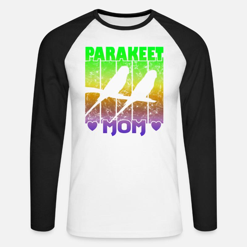 Parakeet Mom - Unisex Baseballshirt langarm - Weiß/Schwarz