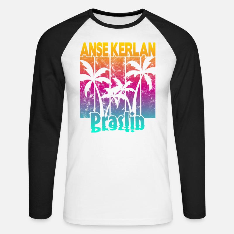 Anse Kerlan Praslin - Unisex Baseballshirt langarm - Weiß/Schwarz