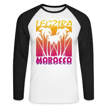 Legzira Morocco - Unisex Baseballshirt langarm - Weiß/Schwarz - Vorne - Nik (191cm)