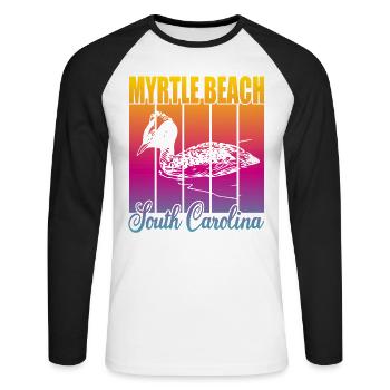 Myrtle Beach Caroline du Sud - T-shirt baseball manches longues Homme - blanc/noir - Devant - Nik (191cm)