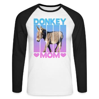 Maman âne - T-shirt baseball manches longues Homme - blanc/noir - Devant - Nik (191cm)