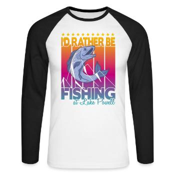 Je préfère pêcher au lac Powell - T-shirt baseball manches longues Homme - blanc/noir - Devant - Nik (191cm)