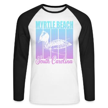 Myrtle Beach Caroline du Sud - T-shirt baseball manches longues Homme - blanc/noir - Devant - Nik (191cm)
