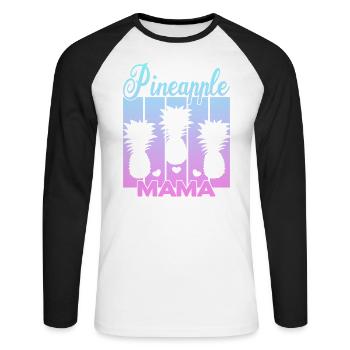 Vintage Pineapple Mama Sunset - Unisex Long Sleeve Baseball T-Shirt - white/black - Front - Nik (191cm)