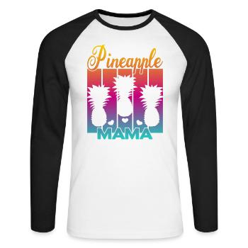 Vintage Pineapple Mama Sunset - Unisex Long Sleeve Baseball T-Shirt - white/black - Front - Nik (191cm)