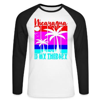 Nicaragua Is My Therapy - Unisex Long Sleeve Baseball T-Shirt - white/black - Front - Nik (191cm)