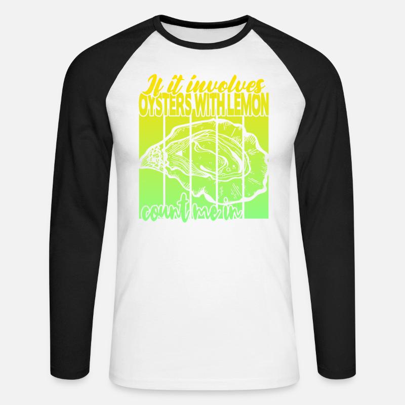 Austern mit Zitrone - Unisex Baseballshirt langarm - Weiß/Schwarz