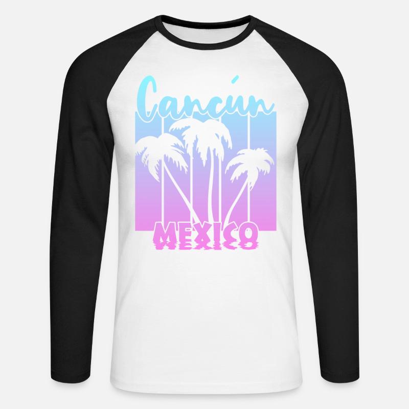 Cancun Mexico - Unisex Baseballshirt langarm - Weiß/Schwarz
