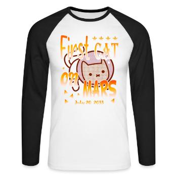 Premier chat sur Mars - T-shirt baseball manches longues Homme - blanc/noir - Devant - Nik (191cm)