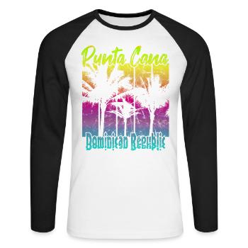 Punta Cana République dominicaine - T-shirt baseball manches longues Homme - blanc/noir - Devant - Nik (191cm)