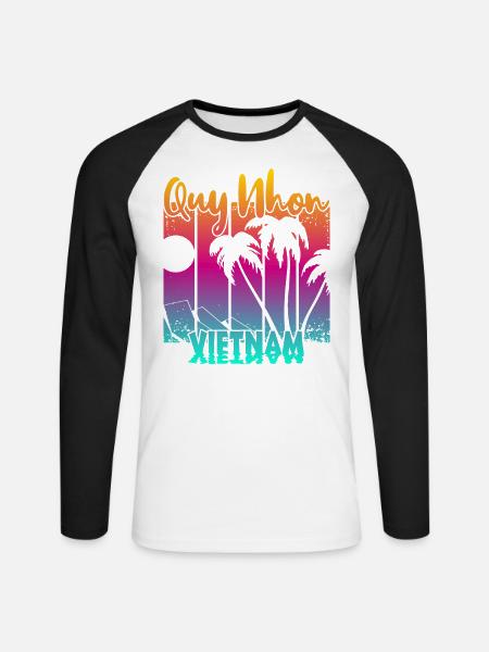 Quy Nhon Vietnam - Unisex Long Sleeve Baseball T-Shirt - white/black