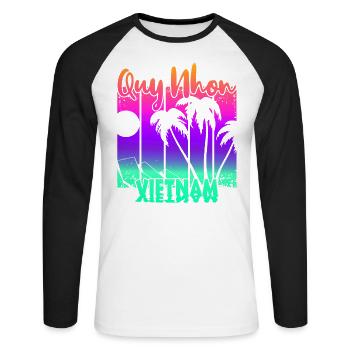 Quy Nhon Vietnam - Unisex Long Sleeve Baseball T-Shirt - white/black - Front - Nik (191cm)