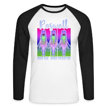 Roswell New Mexico - Unisex Long Sleeve Baseball T-Shirt - white/black - Front - Nik (191cm)