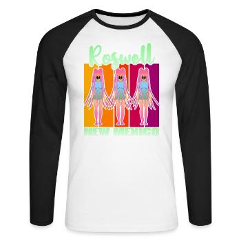 Roswell New Mexico - Unisex Long Sleeve Baseball T-Shirt - white/black - Front - Nik (191cm)
