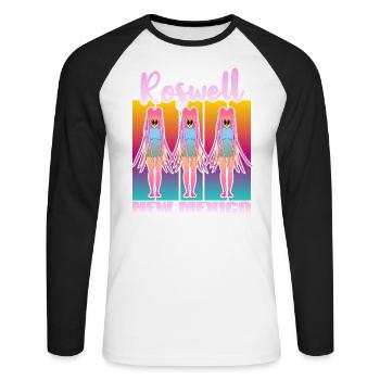 Roswell New Mexico - Unisex Long Sleeve Baseball T-Shirt - white/black - Front - Nik (191cm)