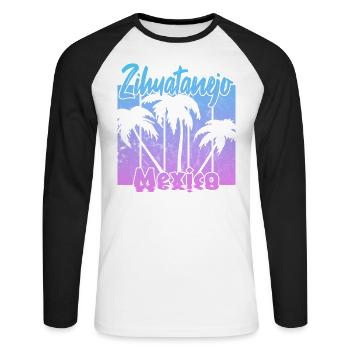 Zihuatanejo Mexico - Unisex Baseballshirt langarm - Weiß/Schwarz - Vorne - Nik (191cm)