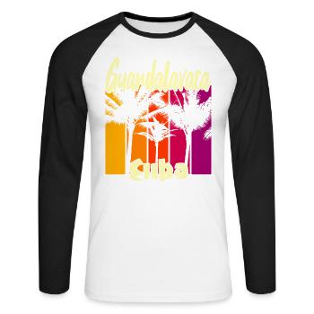 Guardalavaca Cuba - Unisex Baseballshirt langarm - Weiß/Schwarz - Vorne - Nik (191cm)