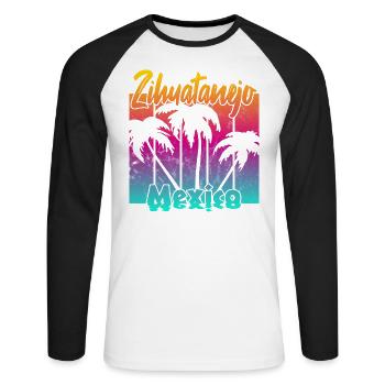 Zihuatanejo Mexico - Unisex Baseballshirt langarm - Weiß/Schwarz - Vorne - Nik (191cm)