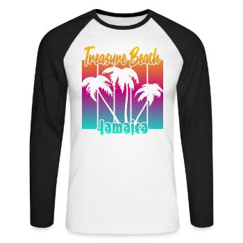 Treasure Beach Jamaica - Unisex Baseballshirt langarm - Weiß/Schwarz - Vorne - Nik (191cm)