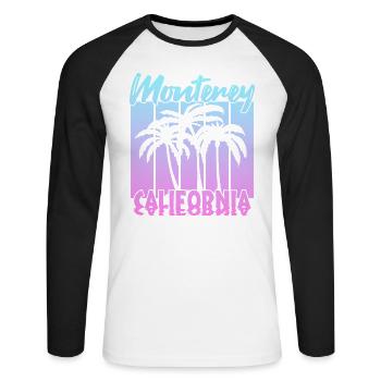Monterey Californie - T-shirt baseball manches longues Homme - blanc/noir - Devant - Nik (191cm)