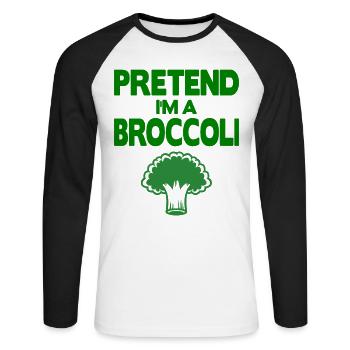 Pretend i'm a Broccoli - Unisex Long Sleeve Baseball T-Shirt - white/black - Front - Nik (191cm)