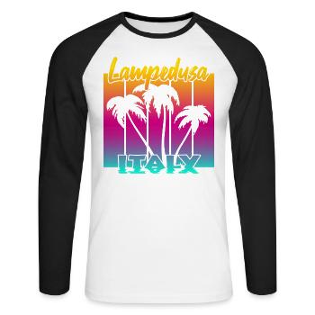 Lampedusa Italy - Unisex Baseballshirt langarm - Weiß/Schwarz - Vorne - Nik (191cm)