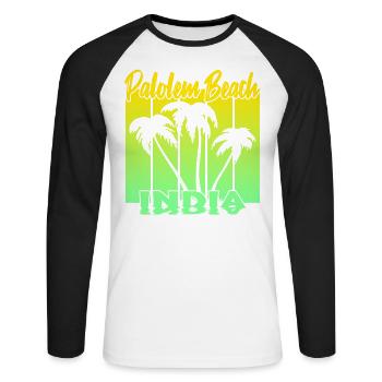 Palolem Beach India - Unisex Baseballshirt langarm - Weiß/Schwarz - Vorne - Nik (191cm)