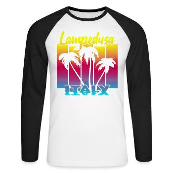Lampedusa Italy - Unisex Baseballshirt langarm - Weiß/Schwarz - Vorne - Nik (191cm)