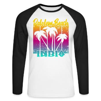 Palolem Beach India - Unisex Baseballshirt langarm - Weiß/Schwarz - Vorne - Nik (191cm)
